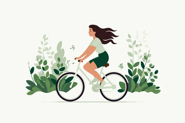 Woman Bike Vector Flat Minimalistic Isolated Illustration — Stock Vector