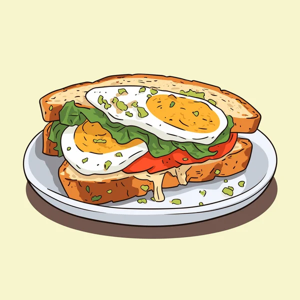 Avocado Toast Vektor Flach Minimalistische Isolierte Illustration — Stockvektor