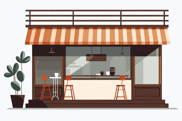 咖啡店外向量平面简约孤立的例子 — 图库矢量图片