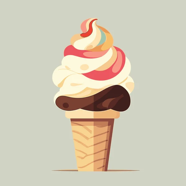 Векторная Плоская Минималистичная Иллюстрация Мороженого — стоковый вектор