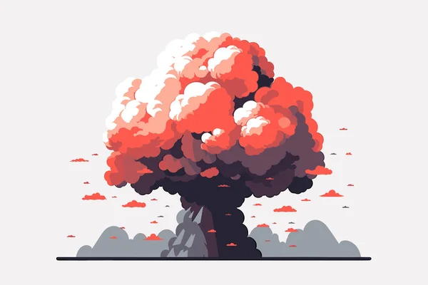Illustration Isolée Minimaliste Plate Vecteur Explosion Bombe Nucléaire — Image vectorielle