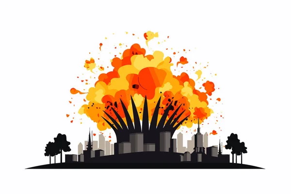 Illustration Isolée Plate Vecteur Explosion Centrale Nucléaire — Image vectorielle