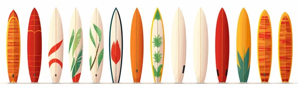 Tabla Surf Conjunto Vector Plano Minimalista Aislado Ilustración — Vector de stock