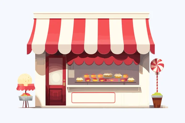 糖果店遮阳篷向量平面简约孤立的例子 — 图库矢量图片