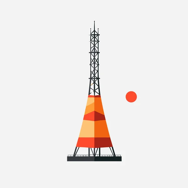 Kommunikation Antenne Turm Vektor Flach Isoliert Illustration — Stockvektor