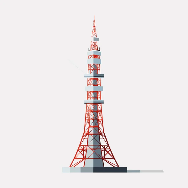 Antenna Comunicazione Torre Vettore Piatto Isolato Illustrazione — Vettoriale Stock