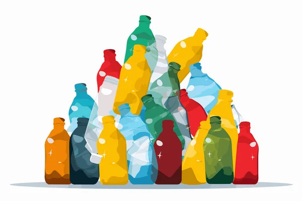 Куча Пластиковых Бутылок Векторная Плоская Иллюстрация — стоковый вектор
