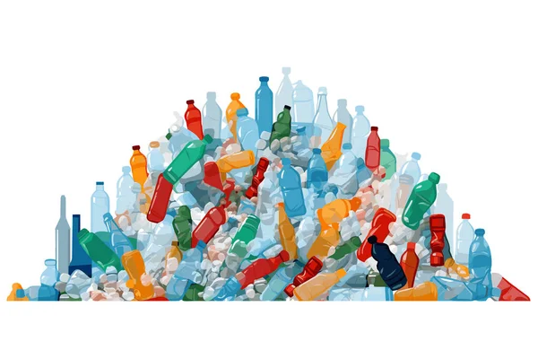 Stapel Plastic Flessen Vector Platte Geïsoleerde Illustratie — Stockvector