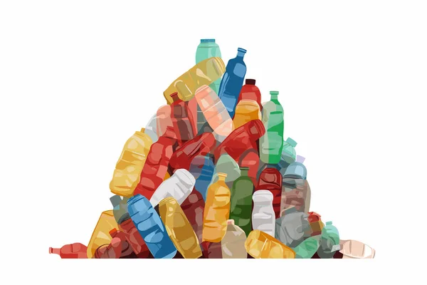 Stapel Plastic Flessen Vector Platte Geïsoleerde Illustratie — Stockvector