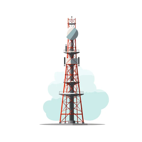 Telekomunikační Věž Anténním Vektorem Izolované Ilustrace — Stockový vektor