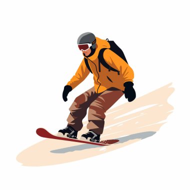 Adam snowboard vektörü yassı minimalistik izole çizim