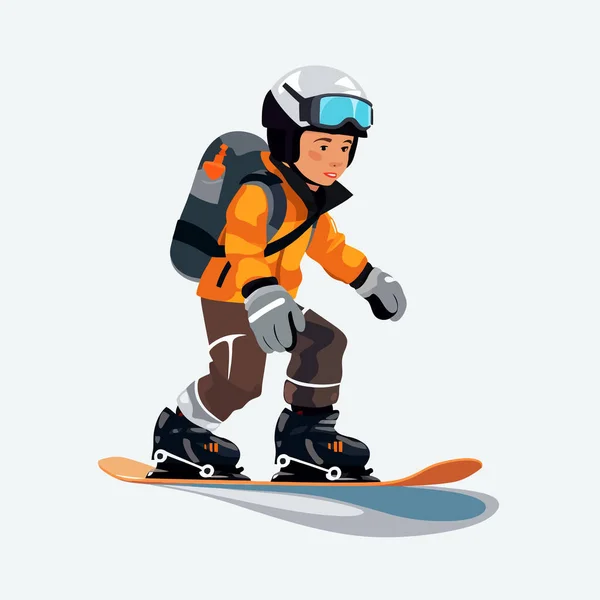 Kid Snowboarden Vector Platte Minimalistische Geïsoleerde Illustratie — Stockvector