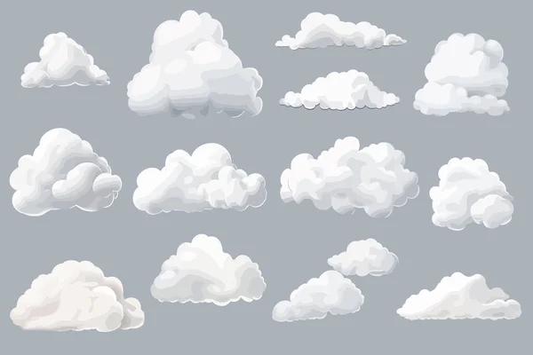 Chmury Realistyczny Zestaw Wektor Płaski Minimalistyczny Izolowane Ilustracja — Wektor stockowy