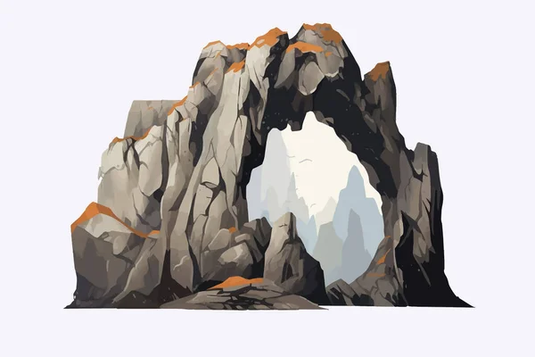 大岩石矢量平面简约孤立的例子 — 图库矢量图片