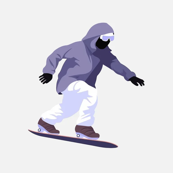 男のスノーボードのベクトル平らな最小限に分離されたイラスト — ストックベクタ