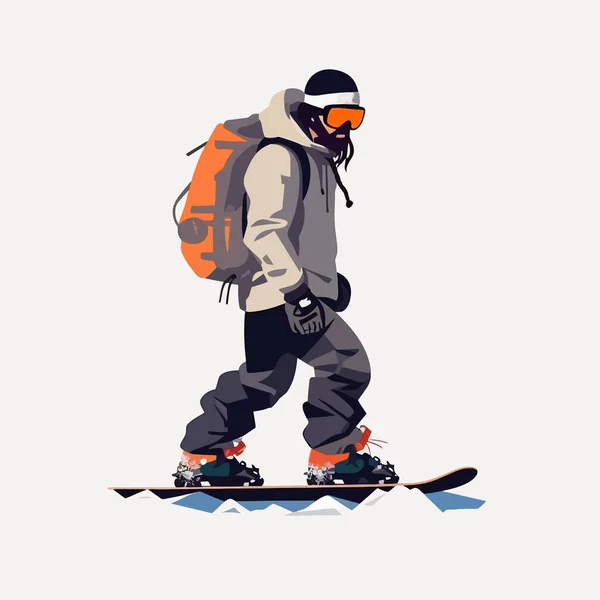 Muž Snowboarding Vektor Ploché Minimalistické Izolované Ilustrace — Stockový vektor