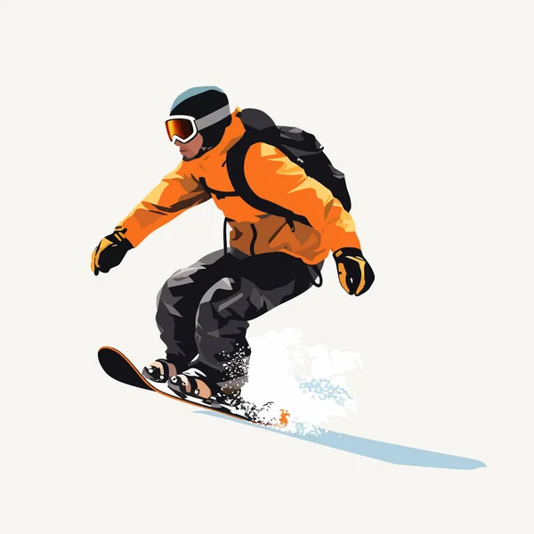 Man Snowboarding Vector Flat Minimalistic Isolated Illustration — Stock Vector