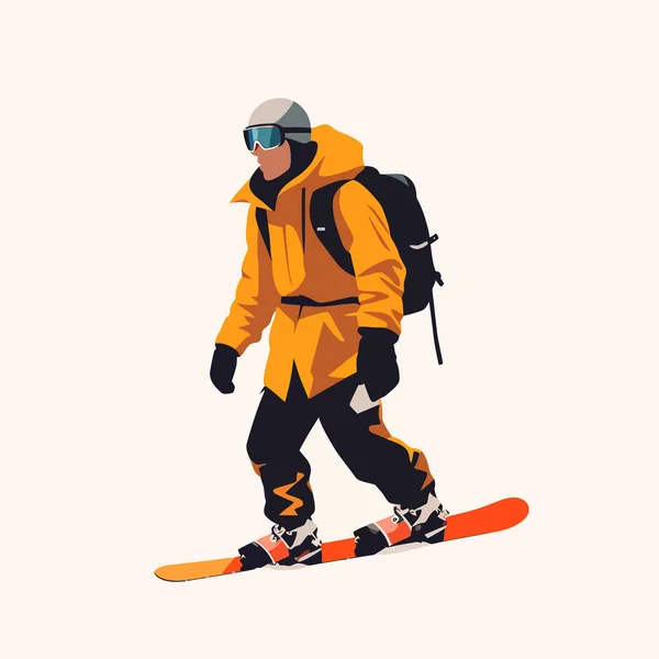 Man Snowboarden Vector Platte Minimalistische Geïsoleerde Illustratie — Stockvector