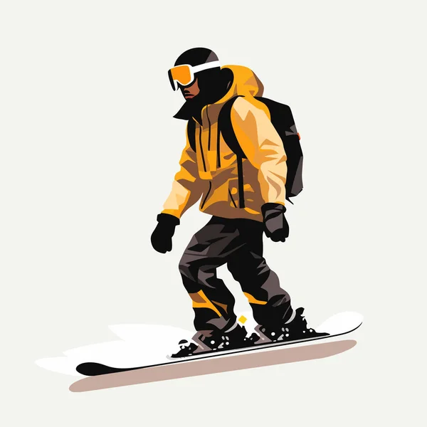 Man Snowboarding Vector Flat Minimalistic Isolated Illustration — Stock Vector