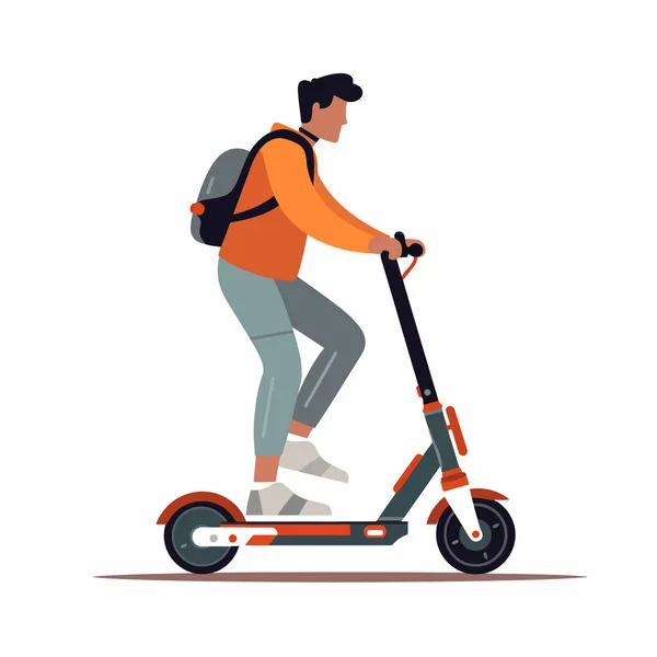 Homme Équitation Scooter Vecteur Plat Minimaliste Illustration Isolée — Image vectorielle