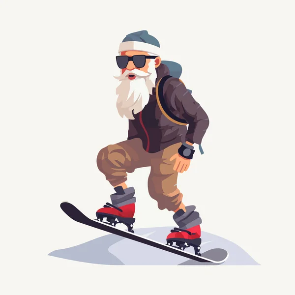 Yaşlı Adam Snowboard Vektörü Yassı Minimalistik Izole Çizim — Stok Vektör