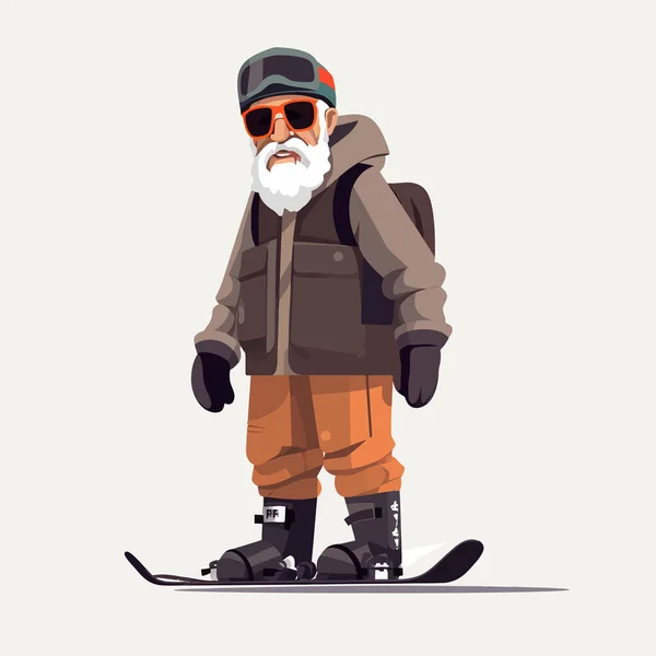 Velho Homem Snowboard Vetor Plana Minimalista Isolado Ilustração — Vetor de Stock