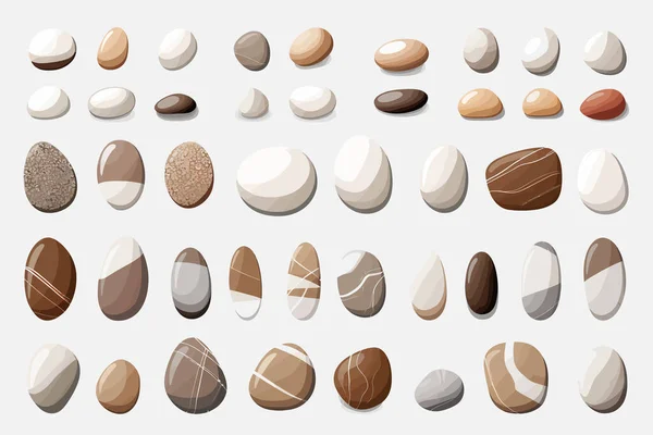 Seashore Pebbles Set Vektor Flach Minimalistisch Isolierte Illustration — Stockvektor