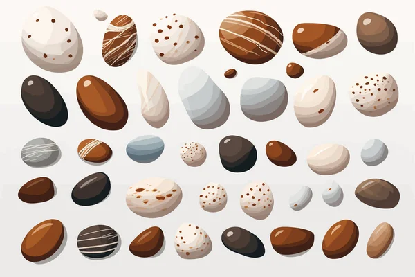 Seashore Pebbles Set Vektor Flach Minimalistisch Isolierte Illustration — Stockvektor