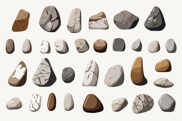 Камни Устанавливают Векторную Плоскую Минималистичную Иллюстрацию — стоковый вектор