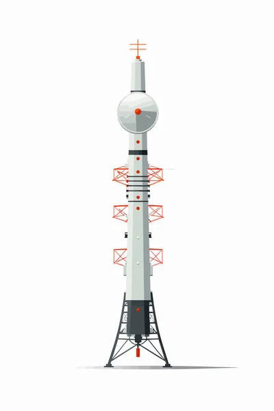 Menara Telekomunikasi Dengan Antena Vektor Terisolasi Ilustrasi - Stok Vektor