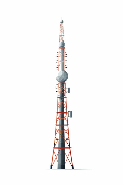 Antennavektoros Telekommunikációs Torony Izolált Illusztrációval — Stock Vector