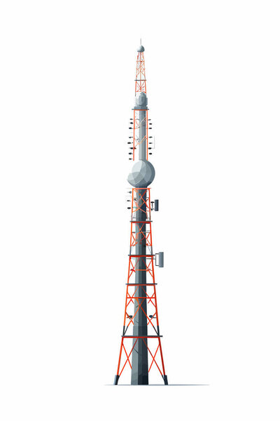telecommunication tower with antennas vector isolated illustration