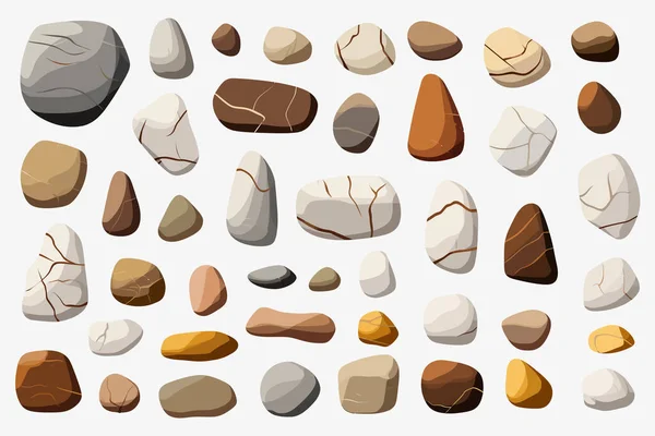 Pedras Conjunto Vetor Plano Minimalista Isolado Ilustração —  Vetores de Stock