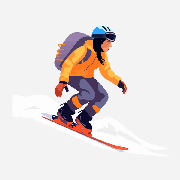 Frau Snowboard Vektor Flach Minimalistisch Isoliert Illustration — Stockvektor
