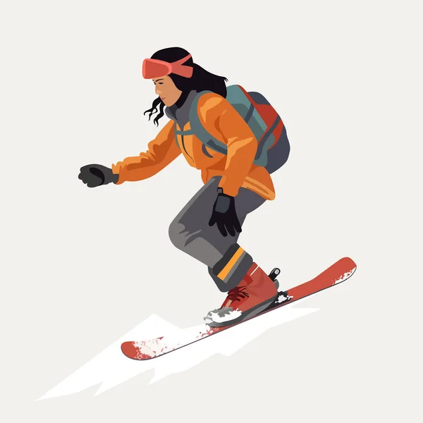 Mulher Snowboard Vetor Plana Minimalista Isolado Ilustração —  Vetores de Stock