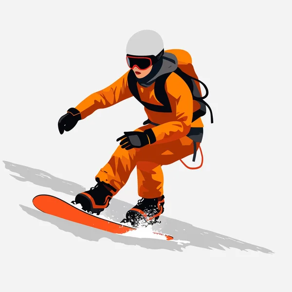 Kadın Snowboard Taşıyıcısı Yassı Minimalistik Izole Çizim — Stok Vektör