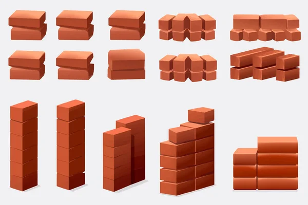 Clay Brick Set Vector Flat Minimalistic Isolated Illustration — Stock Vector