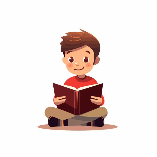 Dziecko Czytanie Książki Wektor Płaski Minimalistyczny Izolowane Ilustracja — Wektor stockowy