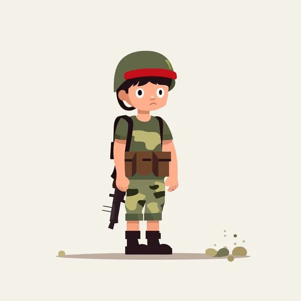 Dziecko Żołnierz Wektor Płaski Minimalistyczny Izolowane Ilustracja — Wektor stockowy