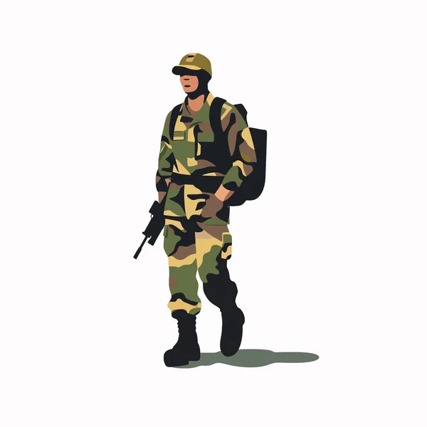 Чоловік Солдат Вектор Плоска Мінімалістична Ізольована Ілюстрація — стоковий вектор
