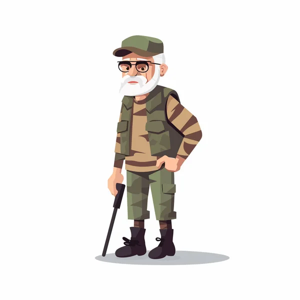 Alter Mann Soldat Vektor Flach Minimalistisch Isoliert Illustration — Stockvektor