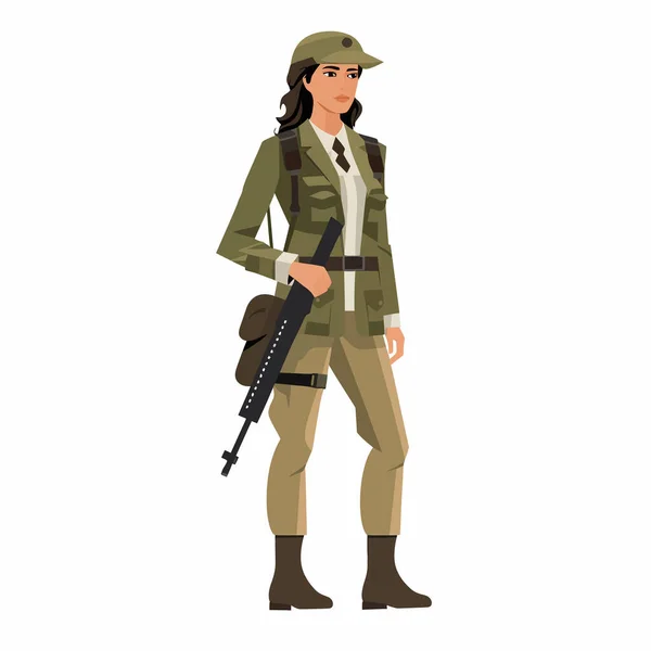 Femme Costume Affaires Soldat Vecteur Plat Isolé Illustration — Image vectorielle