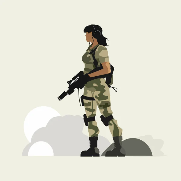Mujer Soldado Vector Plano Minimalista Aislado Ilustración — Archivo Imágenes Vectoriales