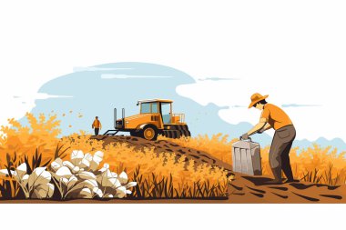 harvesting crops vector flat minimalistic isolated illustration clipart