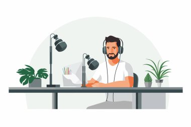 Podcast vektörü minimalistik izole edilmiş illüstrasyon