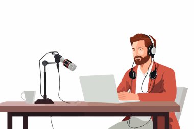 Podcast vektörü minimalistik izole edilmiş illüstrasyon