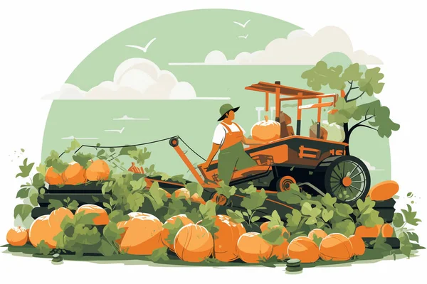 Harvesting Crops Vector Flat Minimalistic Isolated Illustration — Stock Vector