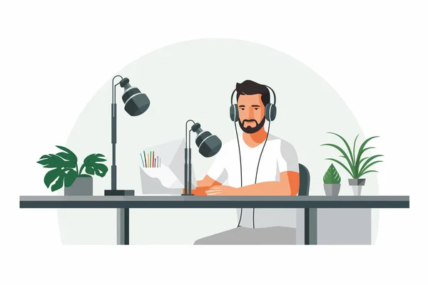 Podcast Vektörü Minimalistik Izole Edilmiş Illüstrasyon — Stok Vektör