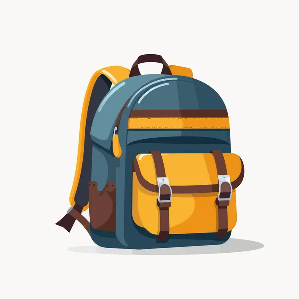 Gambar Terisolasi Backpack Vektor Flat Minimalistik Sekolah - Stok Vektor