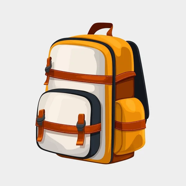 Gambar Terisolasi Backpack Vektor Flat Minimalistik Sekolah - Stok Vektor